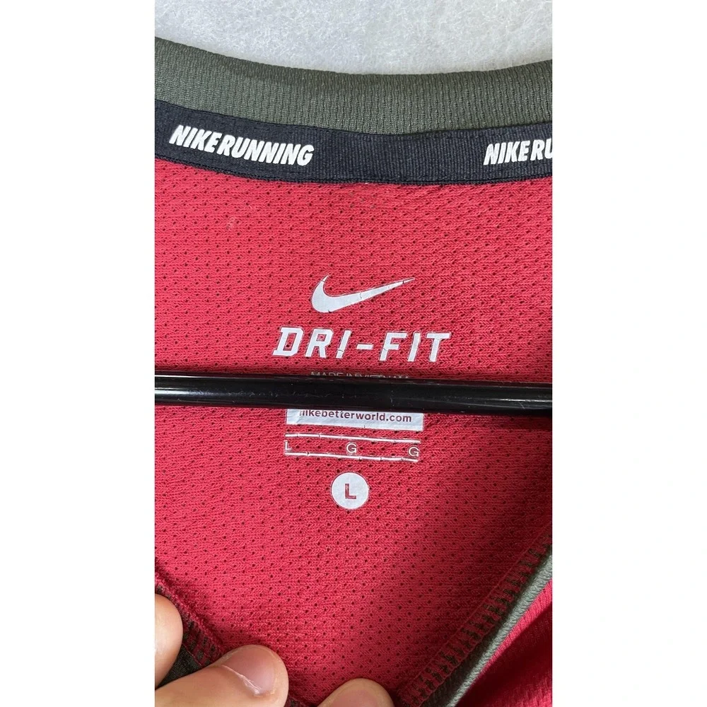 Nike Dri-FIT Shirt‎ Mens Large Red Mesh Long Sleeve Running Athletic Top